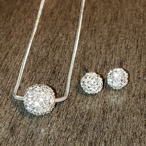 Silver ball necklace and earrings, Monet